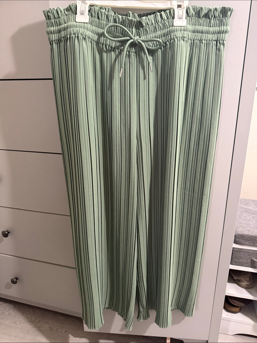 Rachel Zoe Sage Green Pleated Ankle-Length Wide Leg Pants
